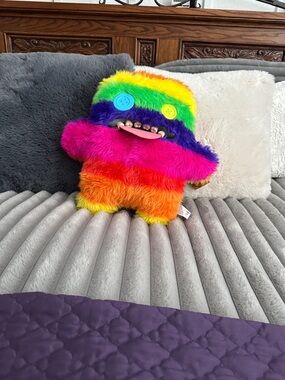 Rainbow Plush Monster Toy - Multicolor Fuzzy Cuddly Companion